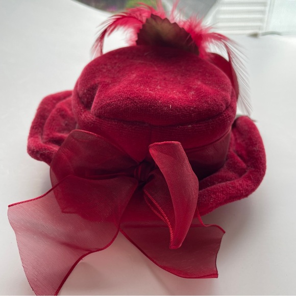RARE Vintage Collection Old Fashion Victorian Doll Hat Red Rose Dollhouse - Picture 8 of 9